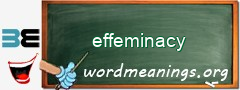 WordMeaning blackboard for effeminacy